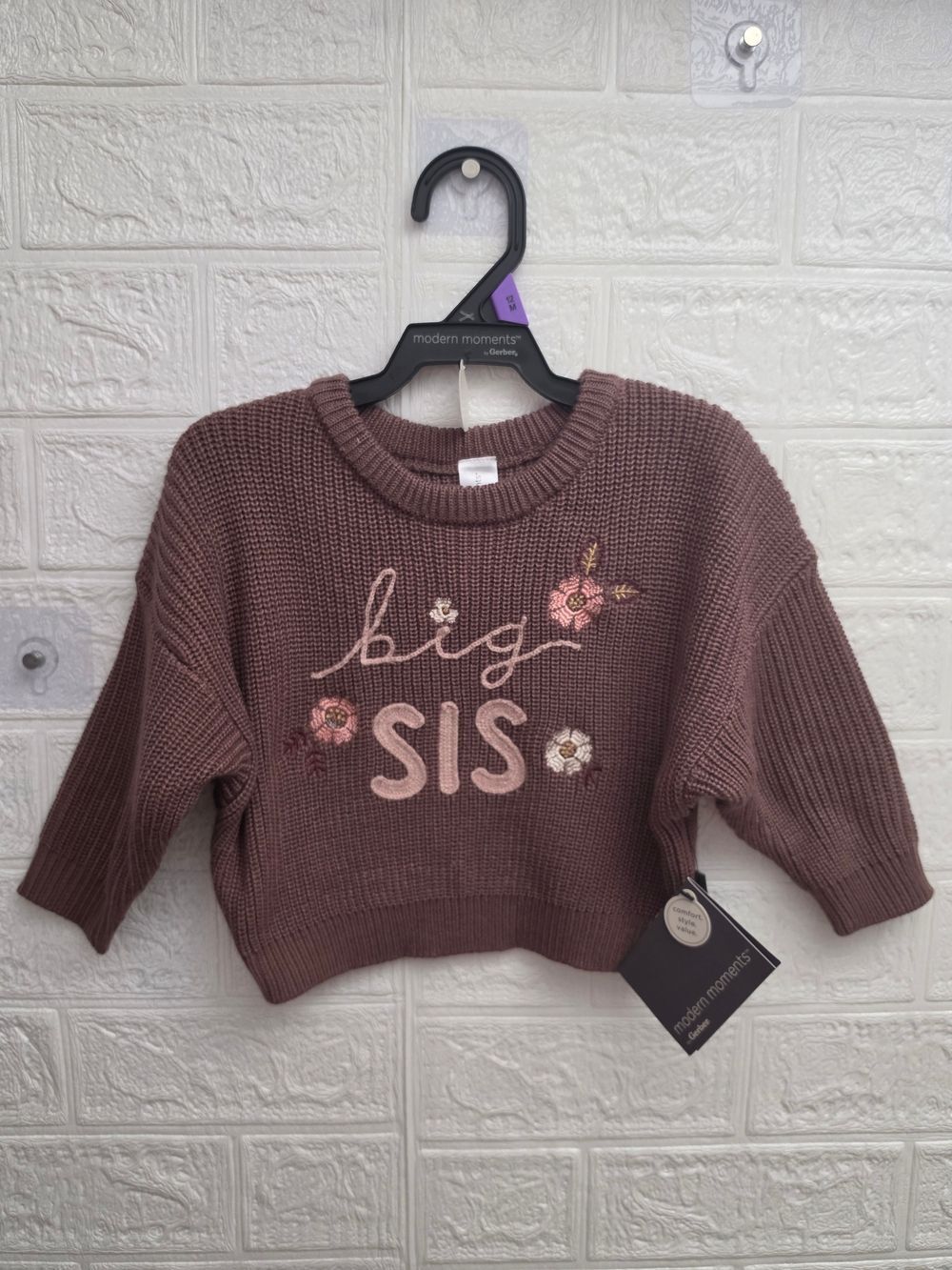 NEW Big Sis Sweater Modern Moments By Gerber Sibling Top Boutique Quality Sz 12m